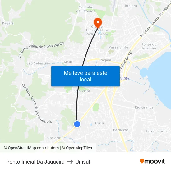 Ponto Inicial Da Jaqueira to Unisul map