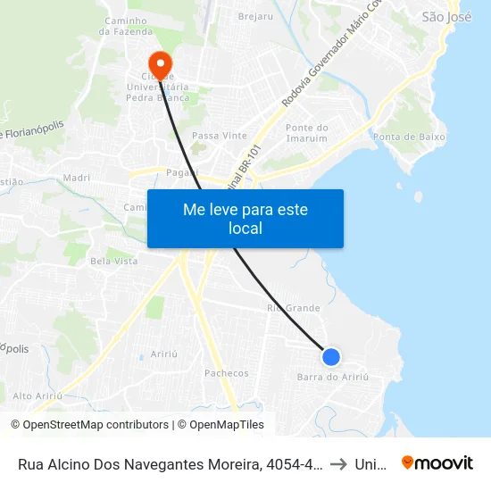 Rua Alcino Dos Navegantes Moreira, 4054-4064 to Unisul map