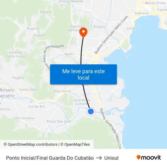 Ponto Inicial/Final Guarda Do Cubatão to Unisul map