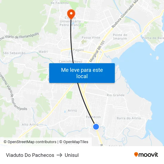 Viaduto Do Pachecos to Unisul map
