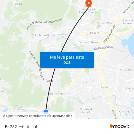 Br-282 to Unisul map