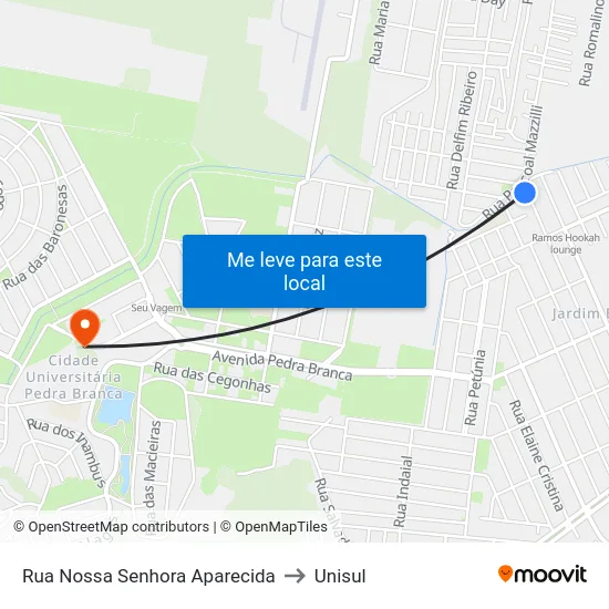 Rua Nossa Senhora Aparecida to Unisul map