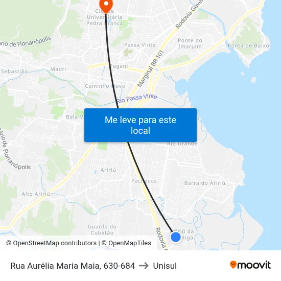 Rua Aurélia Maria Maia, 630-684 to Unisul map
