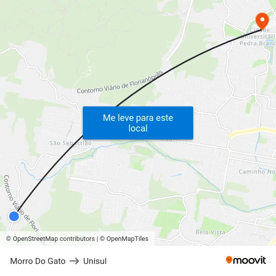 Morro Do Gato to Unisul map