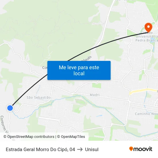 Estrada Geral Morro Do Cipó, 04 to Unisul map