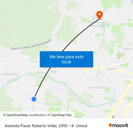 Avenida Paulo Roberto Vidal, 2490 to Unisul map