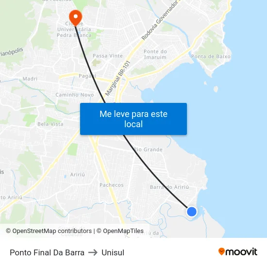 Ponto Final Da Barra to Unisul map