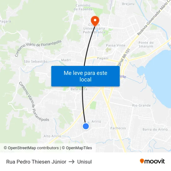 Rua Pedro Thiesen Júnior to Unisul map