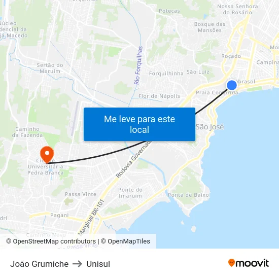 João Grumiche to Unisul map