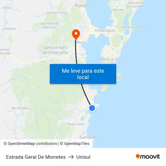 Estrada Geral De Morretes to Unisul map