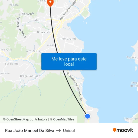 Rua João Manoel Da Silva to Unisul map