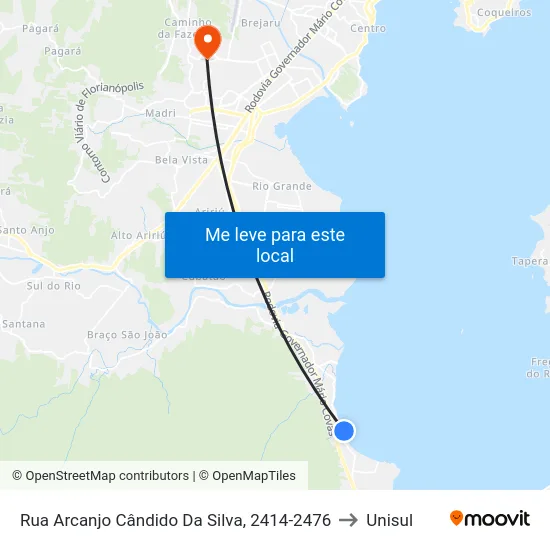 Rua Arcanjo Cândido Da Silva, 2414-2476 to Unisul map
