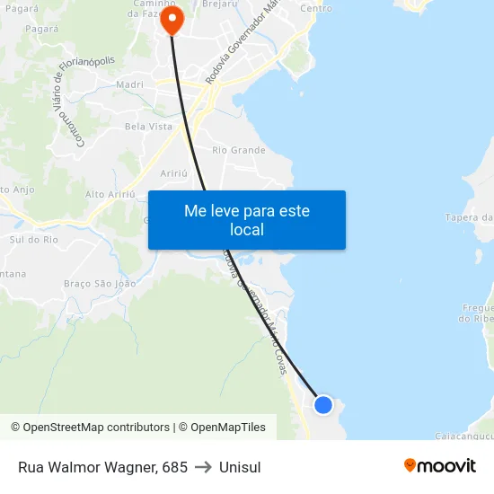 Rua Walmor Wagner, 685 to Unisul map