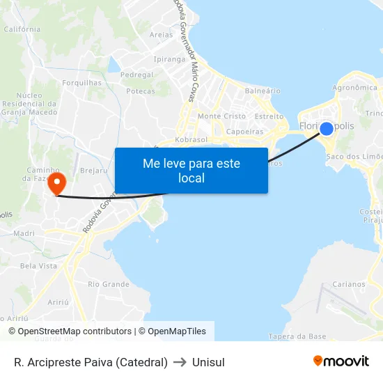 R. Arcipreste Paiva (Catedral) to Unisul map