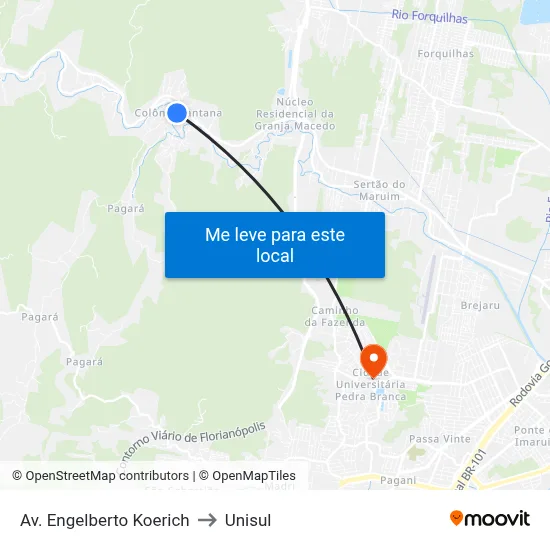 Av. Engelberto Koerich to Unisul map