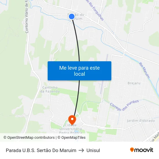 Parada U.B.S. Sertão Do Maruim to Unisul map