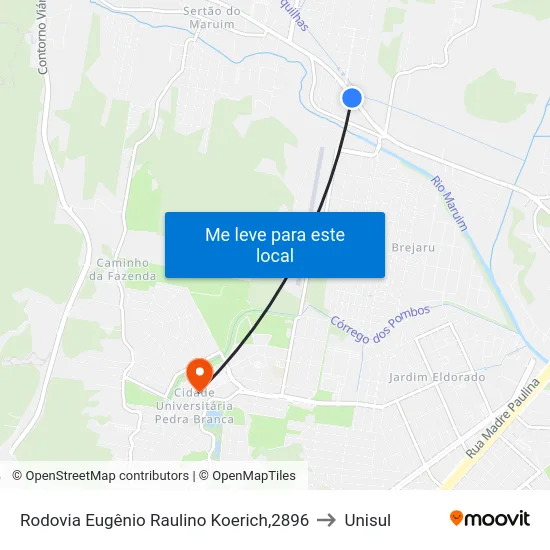 Rodovia Eugênio Raulino Koerich,2896 to Unisul map