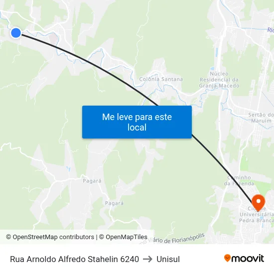 Rua Arnoldo Alfredo Stahelin 6240 to Unisul map