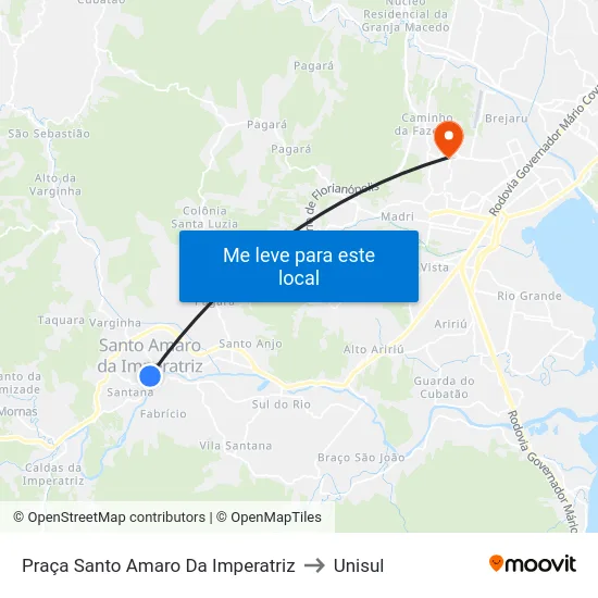 Praça Santo Amaro Da Imperatriz to Unisul map