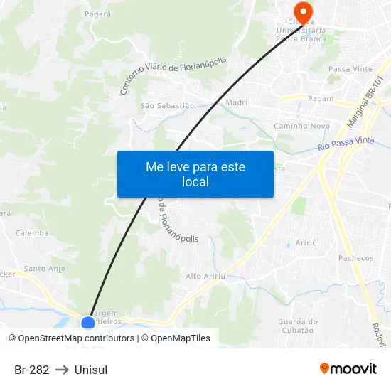 Br-282 to Unisul map