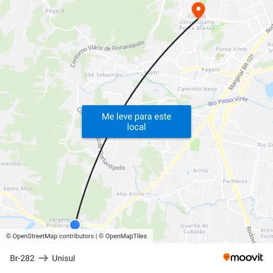 Br-282 to Unisul map