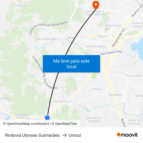 Rodovia Ulysses Guimarães to Unisul map