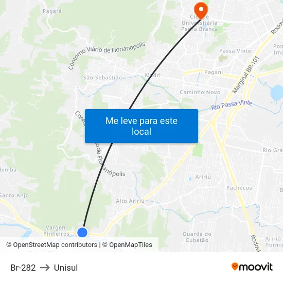 Br-282 to Unisul map