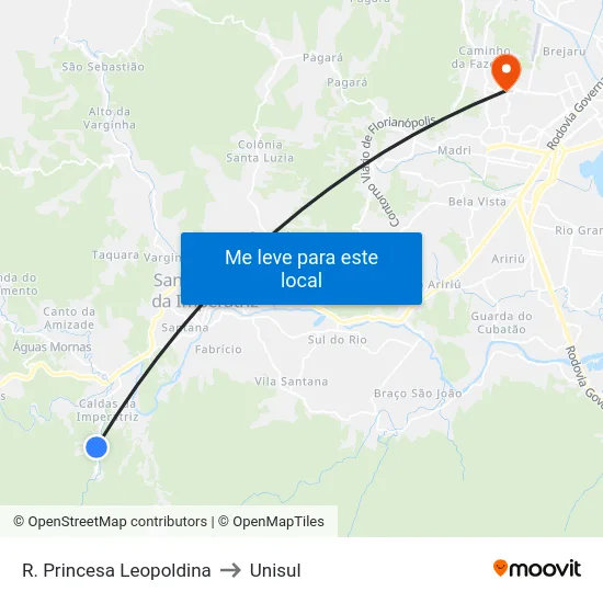 R. Princesa Leopoldina to Unisul map