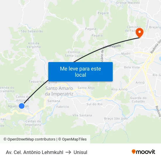 Av. Cel. Antônio Lehmkuhl to Unisul map