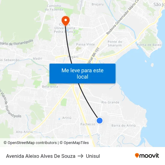 Avenida Aleixo Alves De Souza to Unisul map