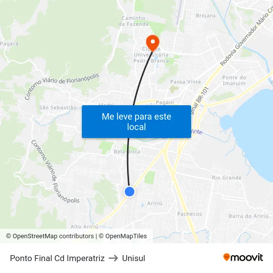 Ponto Final Cd Imperatriz to Unisul map