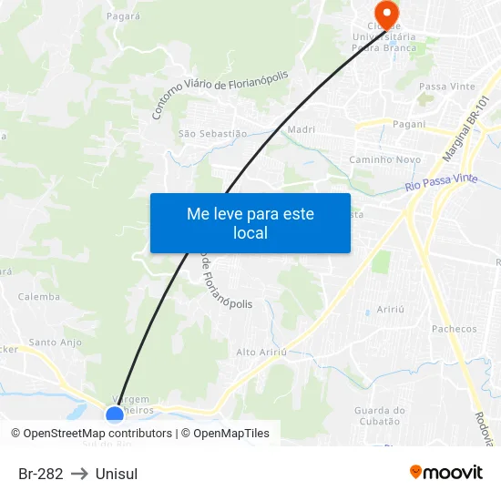 Br-282 to Unisul map