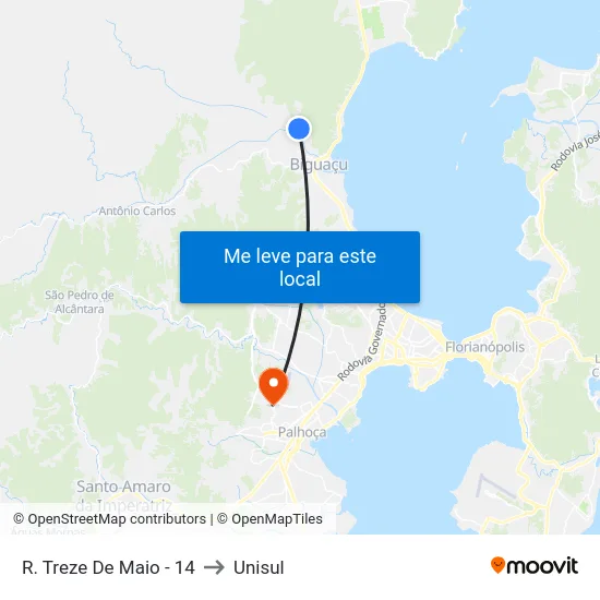 R. Treze De Maio - 14 to Unisul map