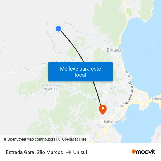 Estrada Geral São Marcos to Unisul map
