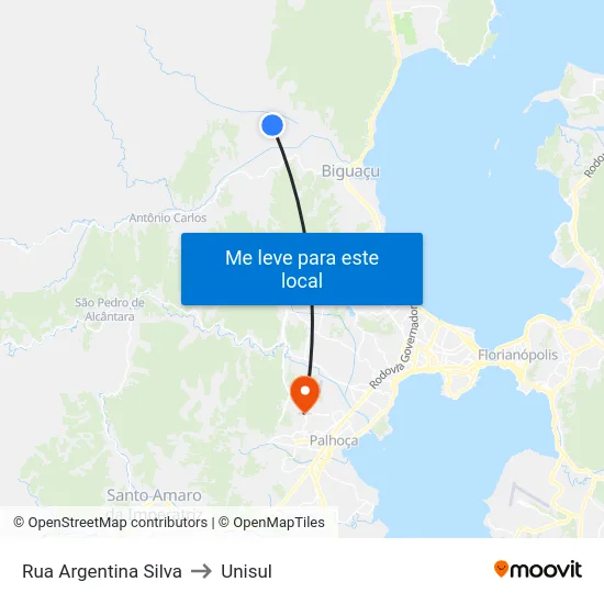 Rua Argentina Silva to Unisul map