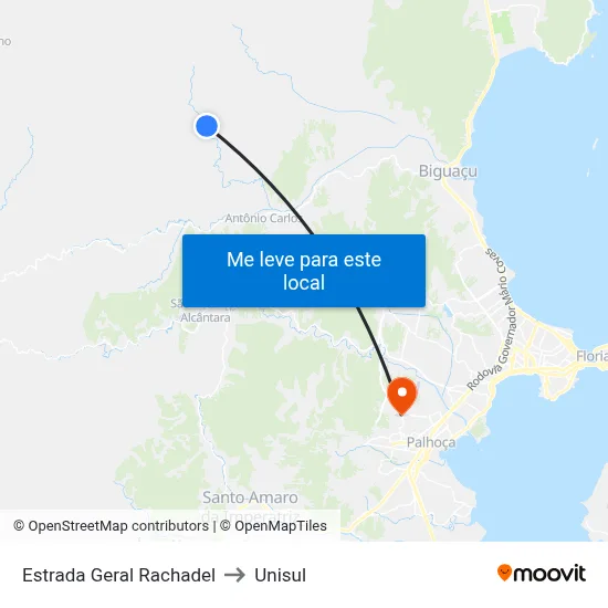 Estrada Geral Rachadel to Unisul map