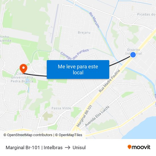 Marginal Br-101 | Intelbras to Unisul map
