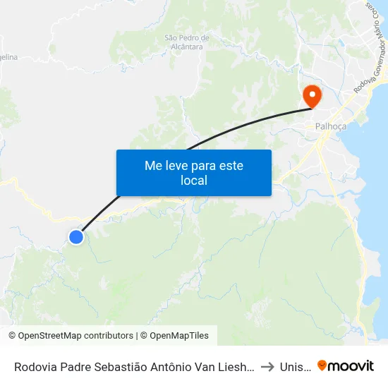 Rodovia Padre Sebastião Antônio Van Lieshout to Unisul map