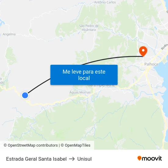 Estrada Geral Santa Isabel to Unisul map