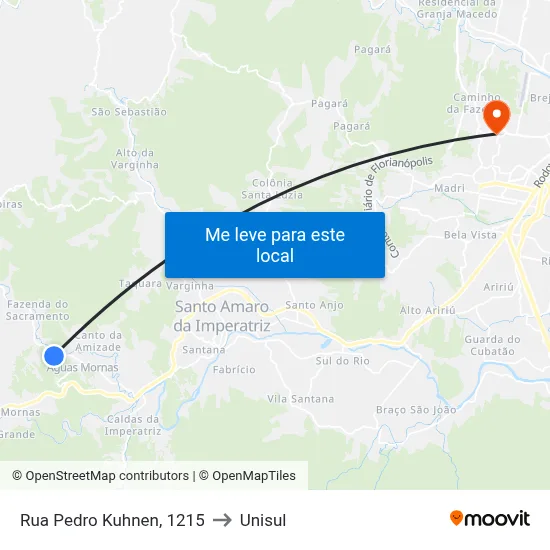 Rua Pedro Kuhnen, 1215 to Unisul map