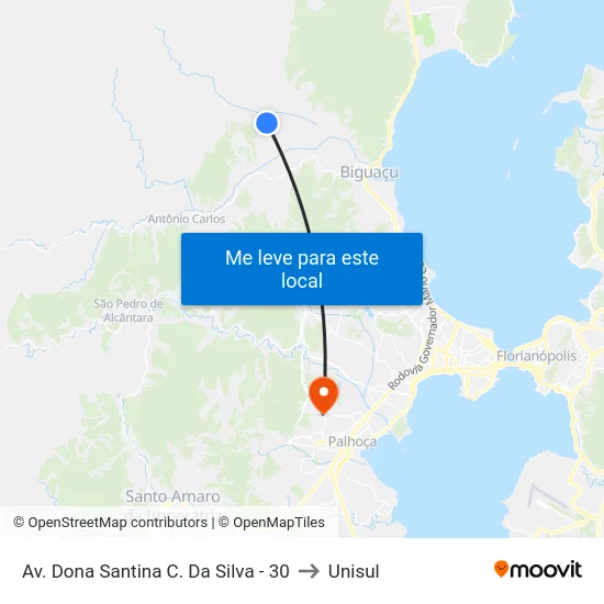 Av. Dona Santina C. Da Silva - 30 to Unisul map
