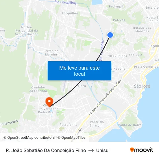 R. João Sebatião Da Conceição Filho to Unisul map