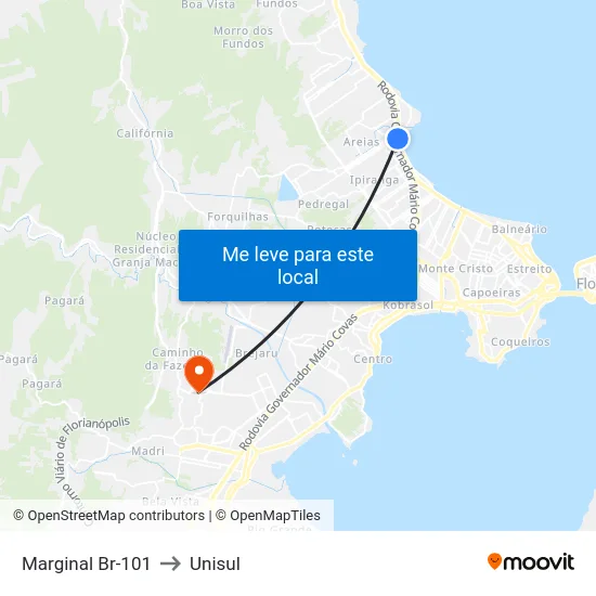Marginal Br-101 to Unisul map