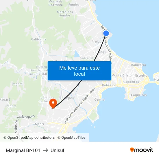 Marginal Br-101 to Unisul map