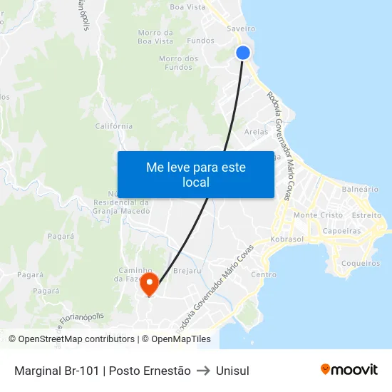 Marginal Br-101 | Posto Ernestão to Unisul map