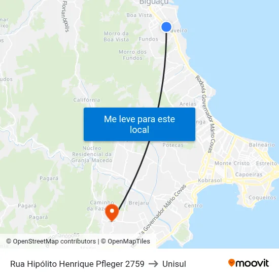 Rua Hipólito Henrique Pfleger 2759 to Unisul map