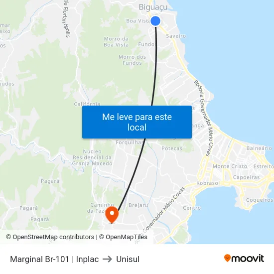 Marginal Br-101 | Inplac to Unisul map
