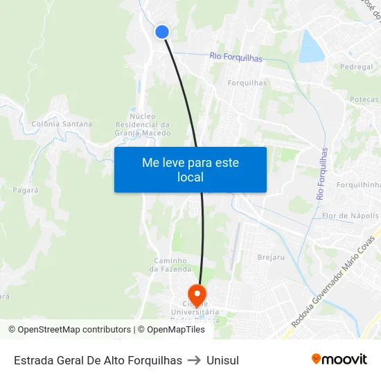 Estrada Geral De Alto Forquilhas to Unisul map