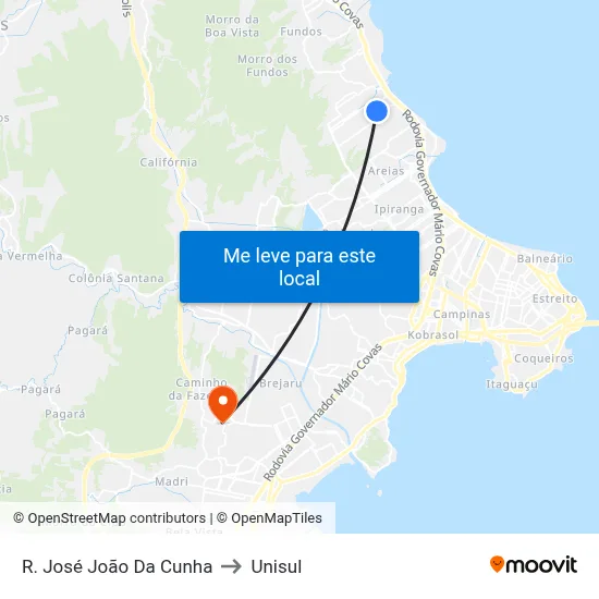 R. José João Da Cunha to Unisul map