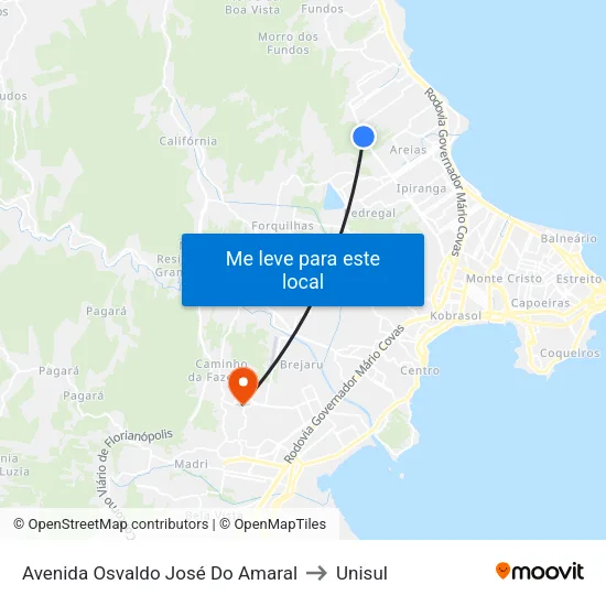Avenida Osvaldo José Do Amaral to Unisul map